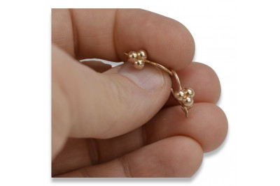 Original Vintage No Stones 14K Rose Gold Ball Earrings ven198 ven198