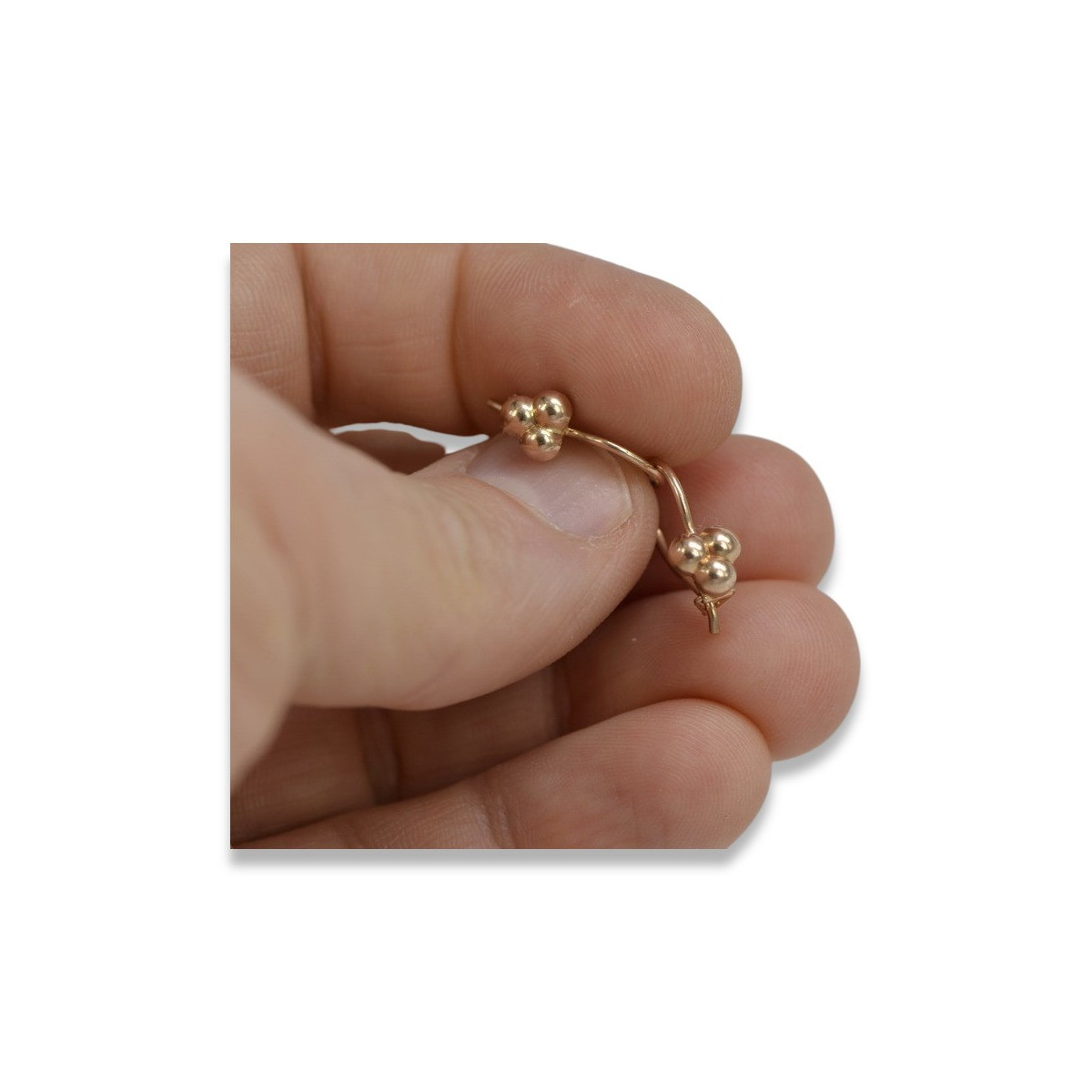 Original Vintage No Stones 14K Rose Gold Ball Earrings ven198 ven198