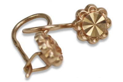 "Classic No-Stones 14K Rose Gold Flower Earrings" ven229 ven229