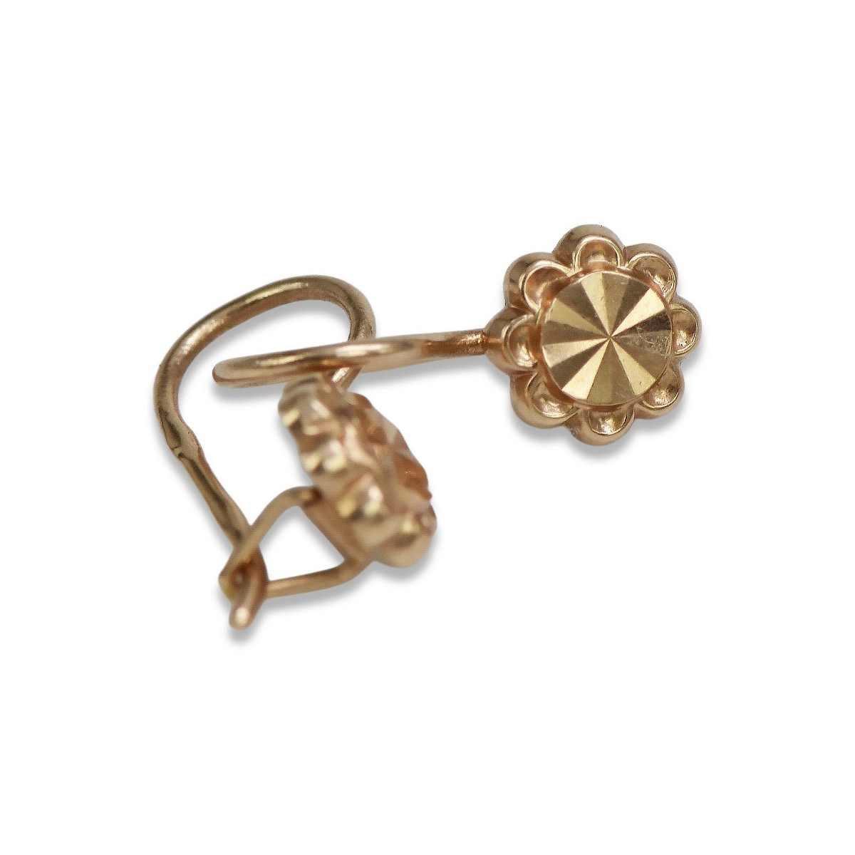 "Classic No-Stones 14K Rose Gold Flower Earrings" ven229 ven229