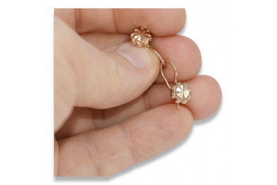 "Boucles d'oreilles fleur d'or rose 14 carats 585 vintage sans pierres" ven229 ven229