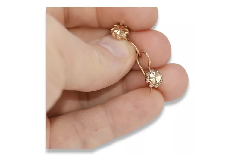 "Pendientes florales antiguos sin piedras de oro rosa 14k 585" ven229 ven229