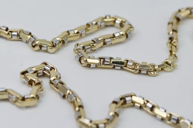 14K Yellow and White Gold Modern Chain Necklace cc101yw