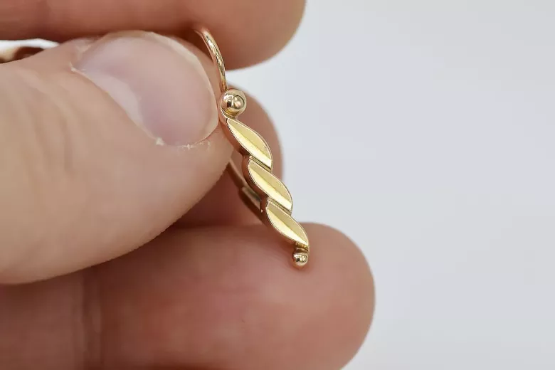 "Aretes de Hoja Antigua en Oro Rosa de 14k 585 sin Piedras" ven105 ven105