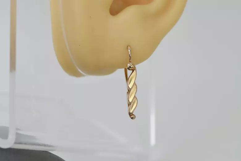 "Aretes de Hoja Antigua en Oro Rosa de 14k 585 sin Piedras" ven105 ven105