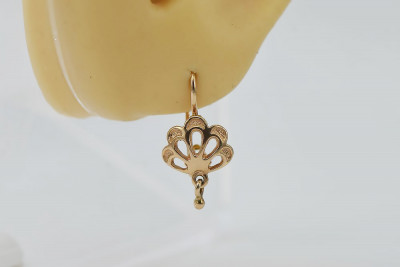 Originales Vintage-Roségold 14k 585 Blatt Ohrringe Keine Steine ven136 ven136