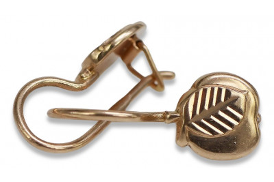 "Boucles d'oreilles feuille vintage en or rose 14 carats 585 sans pierres" ven192 ven192
