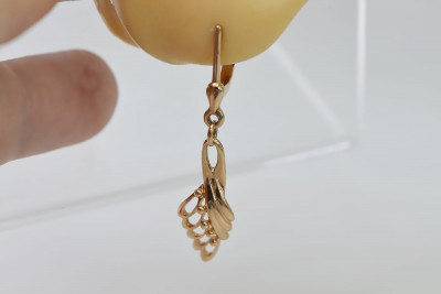 "No Stones, Original Vintage 14K Rose Gold Leaf Earrings" ven215 ven215