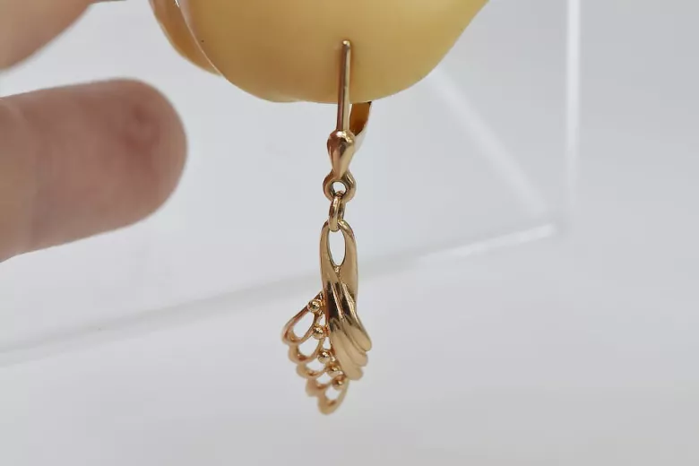 "Aretes Antiguos de Hojas en Oro Rosa de 14k Sin Piedras" ven215 ven215