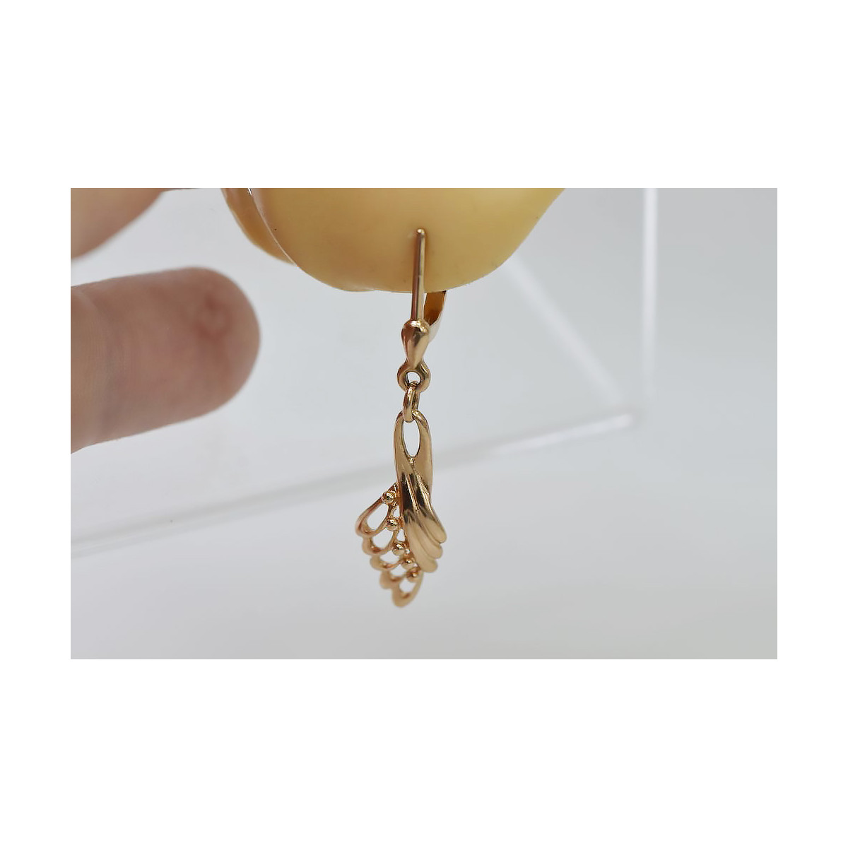 "No Stones, Original Vintage 14K Rose Gold Leaf Earrings" ven215 ven215