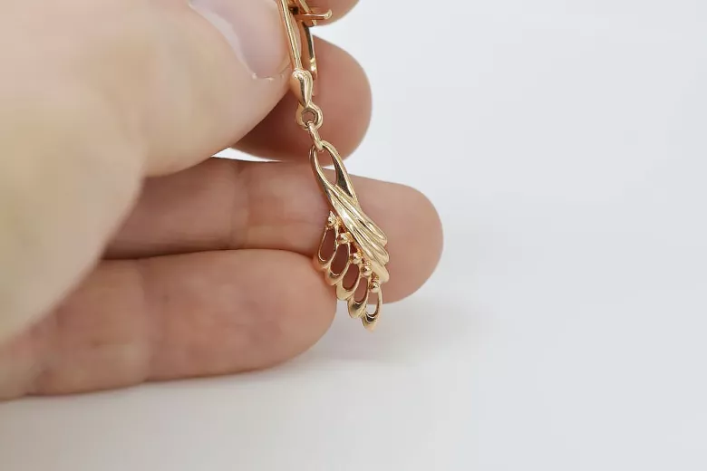 "Aretes Antiguos de Hojas en Oro Rosa de 14k Sin Piedras" ven215 ven215