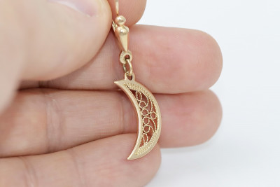 "Pendientes antiguos sin piedras de oro rosa 14k 585 de estilo vintage" ven174 ven174