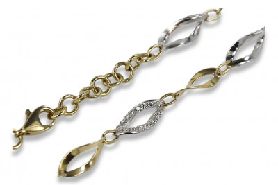Bracelet fantaisie en or jaune et blanc italien 14 carats cfb003yw