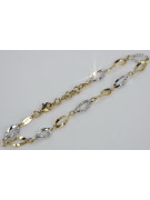 Bracelet fantaisie en or jaune et blanc italien 14 carats cfb003yw