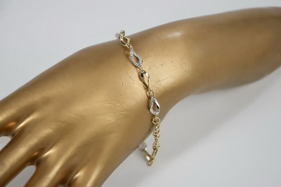 Pulsera de oro italiano 14k amarillo y blanco con piedras preciosas cfb003yw