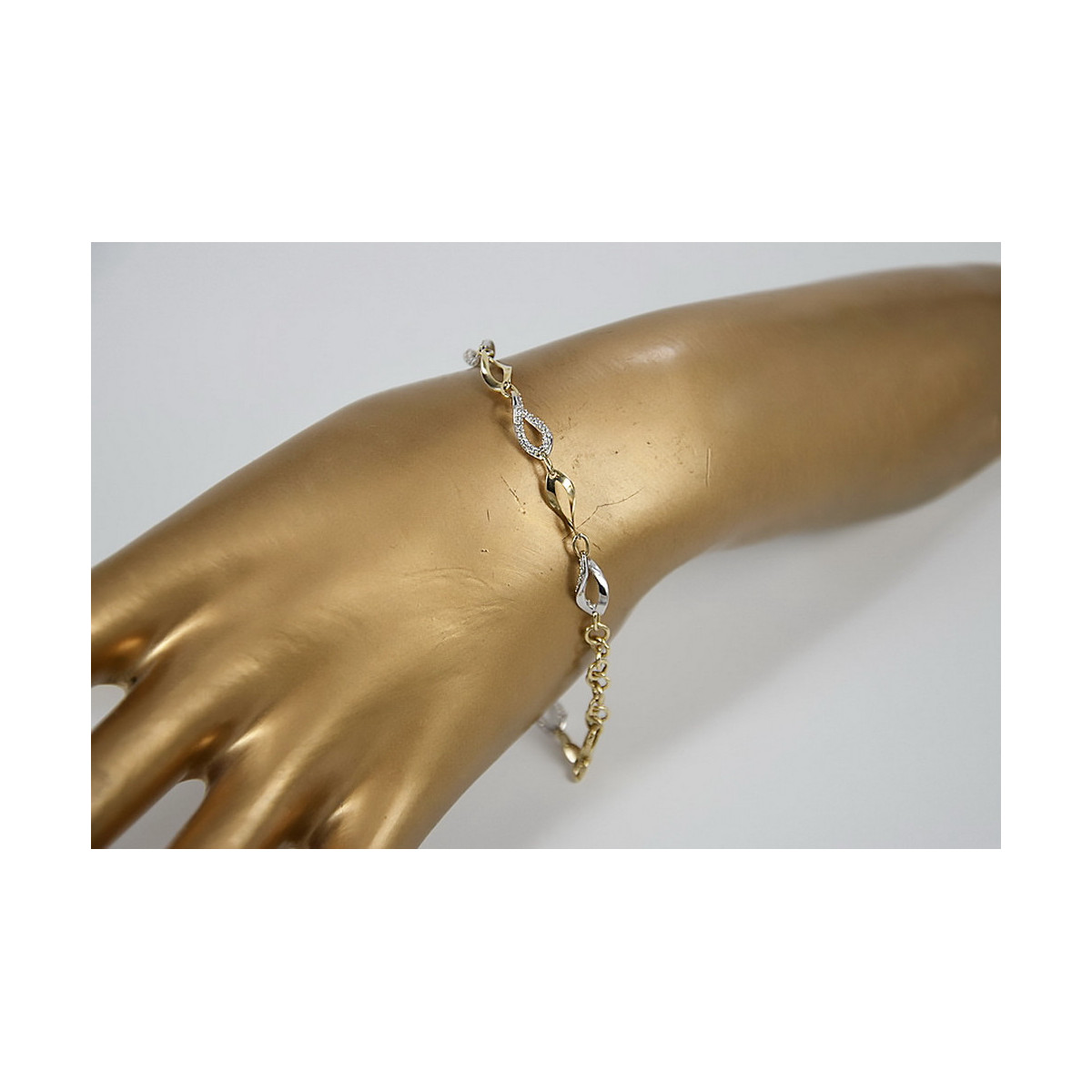 Bracelet fantaisie en or jaune et blanc italien 14 carats cfb003yw