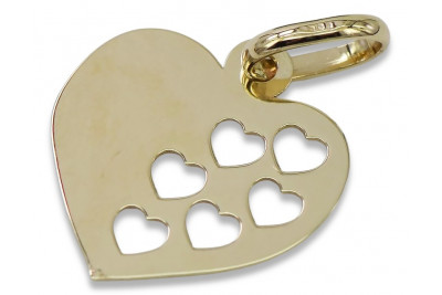 Pendentif cœur moderne en or jaune 14 carats magnifique cpn045y