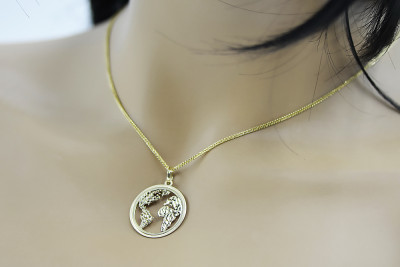 Elegant 14k Gold Globe Pendant Necklace cpn046y&cc035y