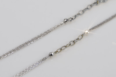 "45cm, 14K White Gold Chain with Unique Italian Design" cct001w