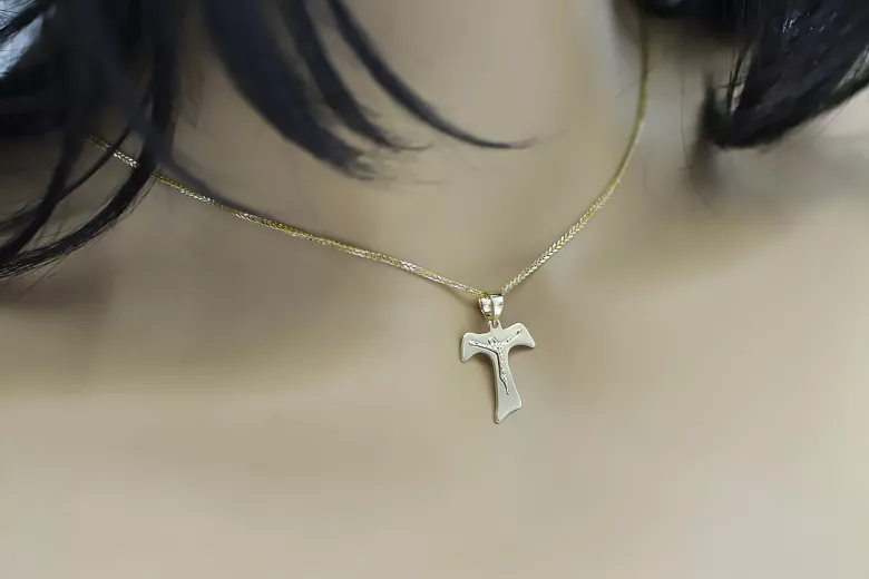 Croix en or avec une chaîne ★ zlotychlopak.pl Timbre d’or ★ 585 333 Prix bas!