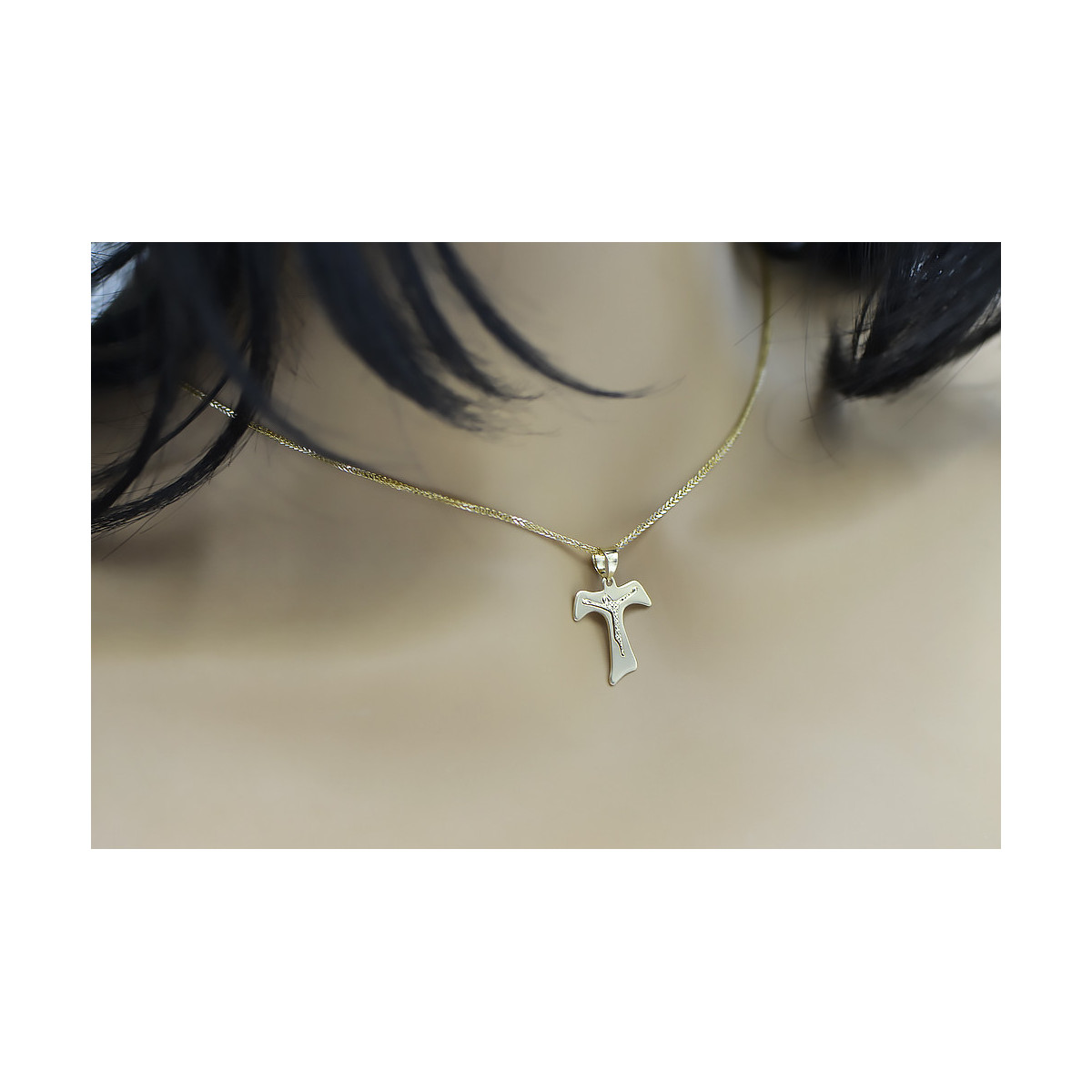 Gold cross with a chain ★ zlotychlopak.pl ★ Gold stamp 585 333 Low price!