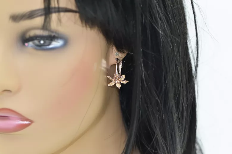 "No Stones, Original Vintage 14K Rose Gold Flower Earrings" ven222 ven222