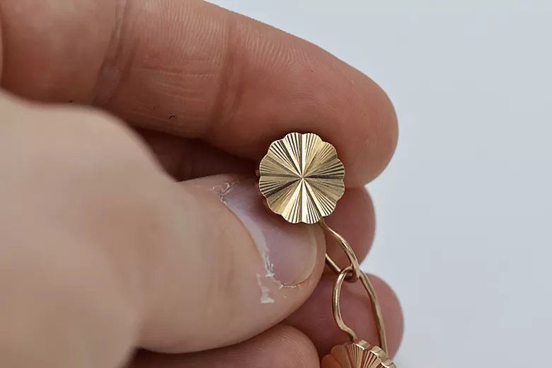 Pendientes Florales de Oro Rosa Antiguo Original de 14k Sin Piedras ven135 ven135