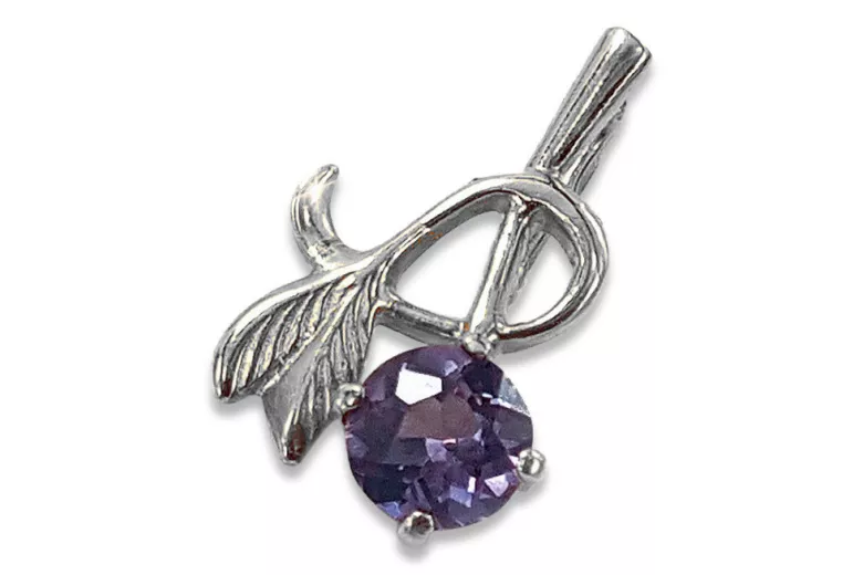 Vintage Sterling Silver Pendant with Ruby, Zircon, Amethyst, Aquamarine & more vpc005s