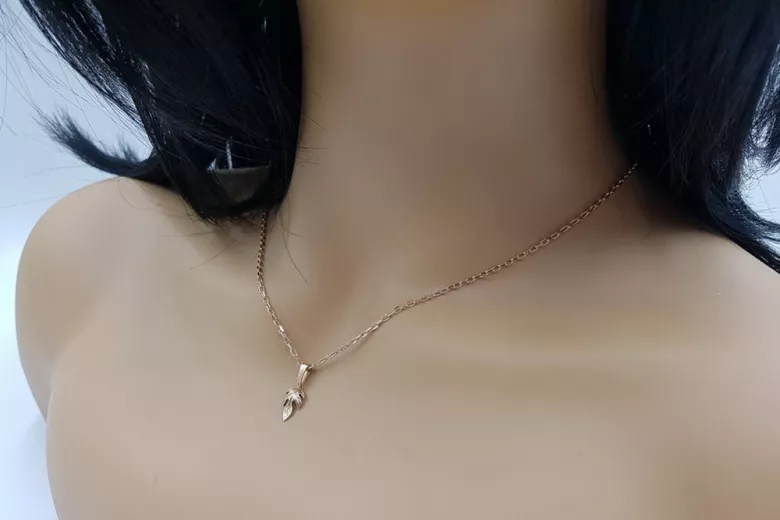 "Original Vintage 14K Rose Gold Leaf Pendant with No Stones" vpn018 vpn018