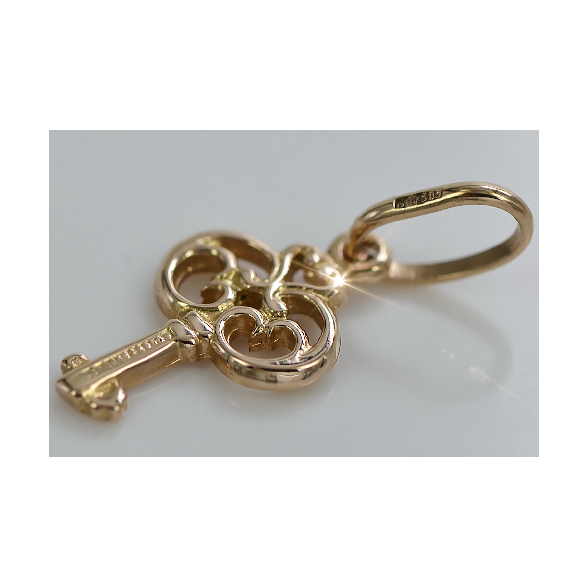 "No Stones Original Vintage 14K Rose Gold Key Pendant"  vpn019 vpn019