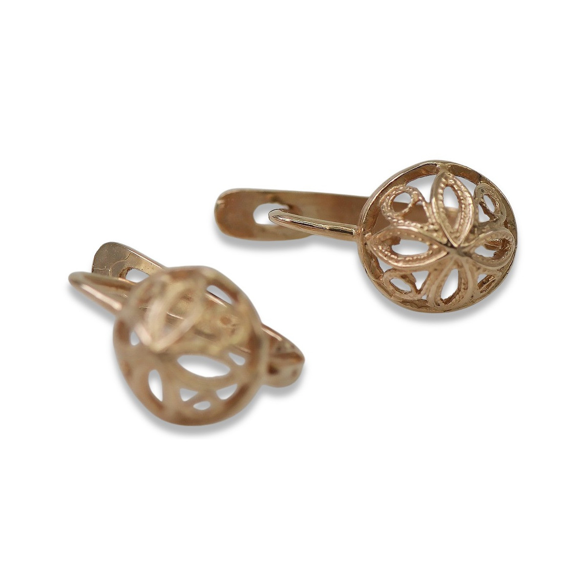 "Aretes Florales en Oro Rosa Antiguo Original de 14k sin Piedras" ven203 ven203