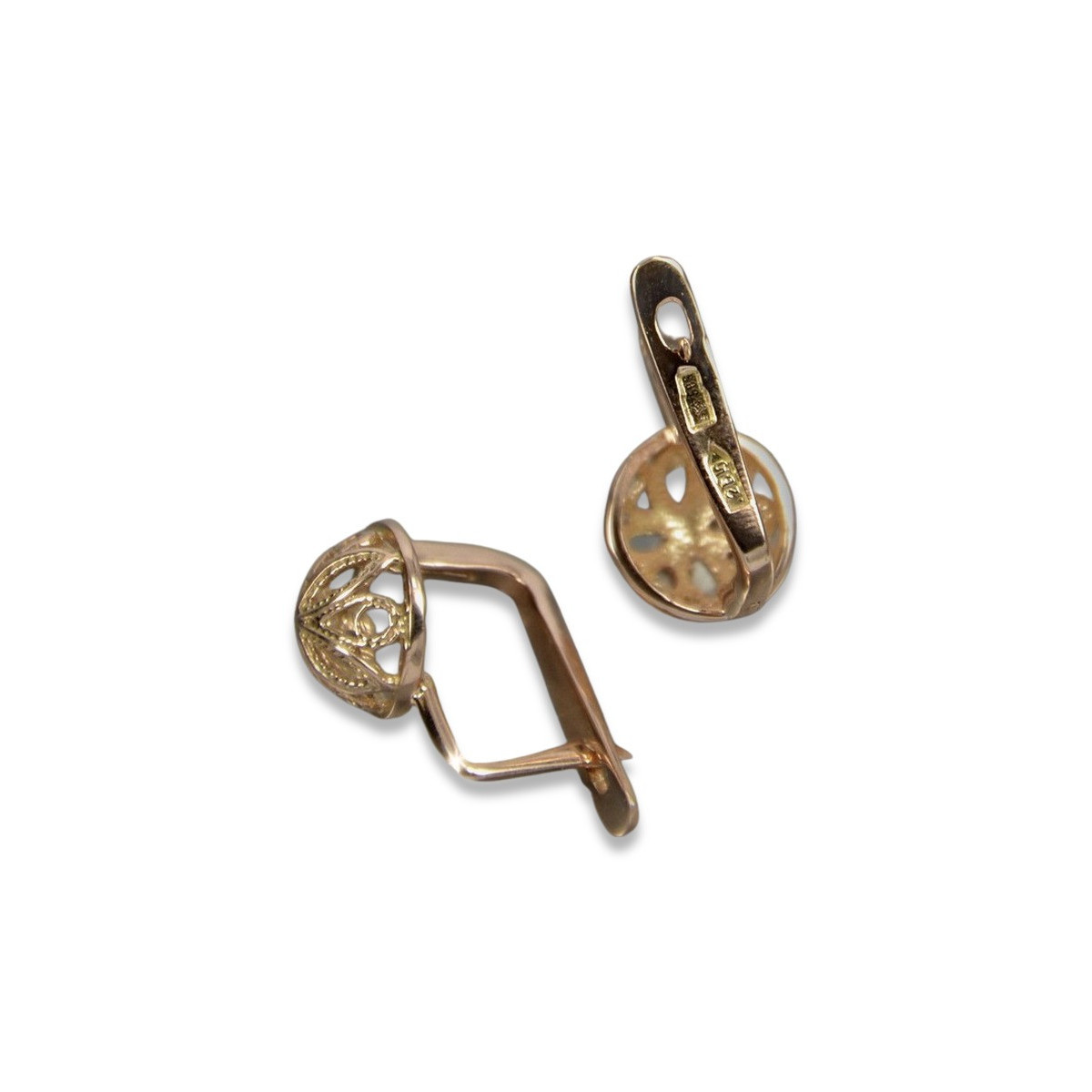 "Aretes Florales en Oro Rosa Antiguo Original de 14k sin Piedras" ven203 ven203