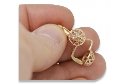 "Blossom-Inspired Earrings in Original Vintage 14K Rose Gold - No Stones" ven203 ven203