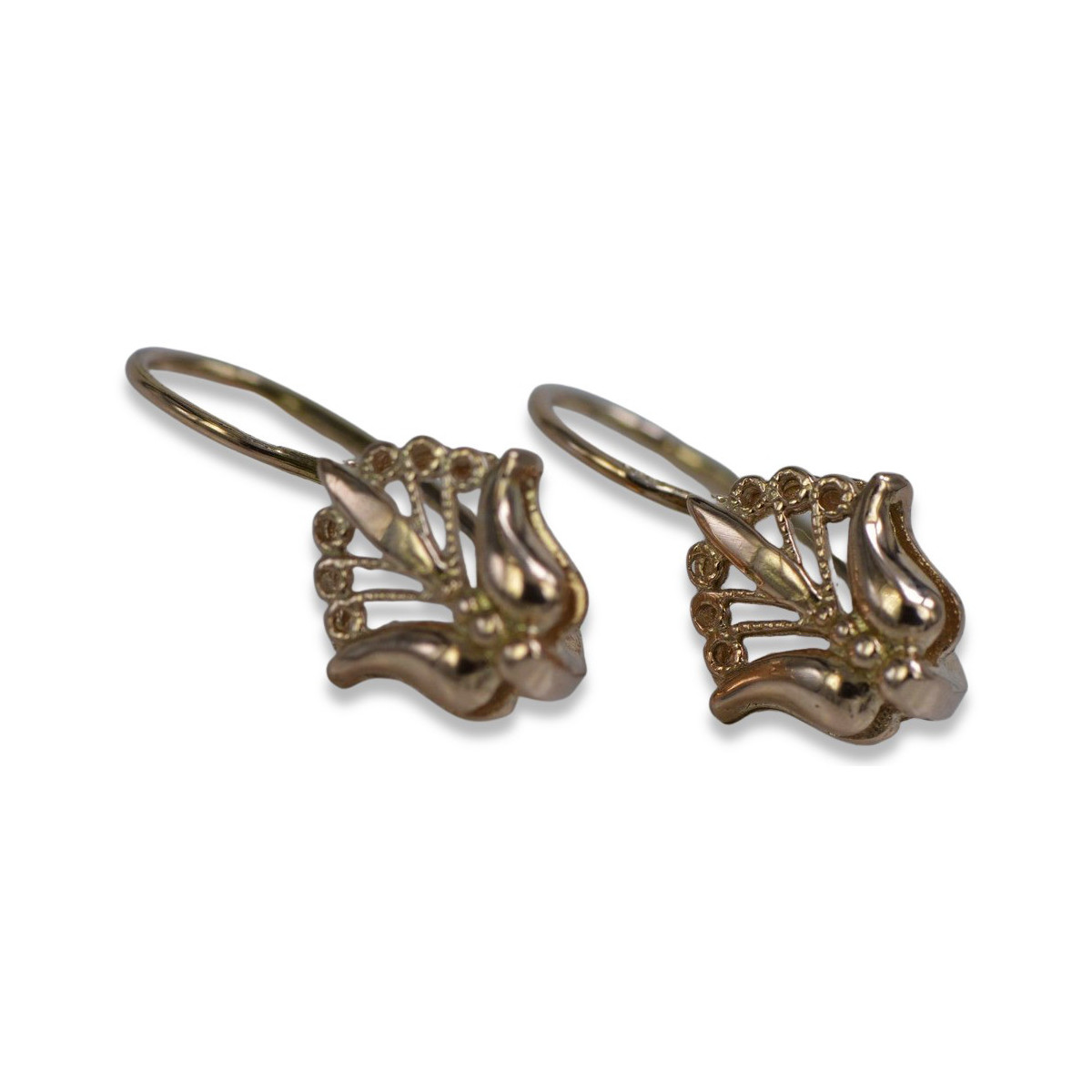 Pendientes Florales en Oro Rosa Antiguo 14k Sin Piedras  ven205 ven205