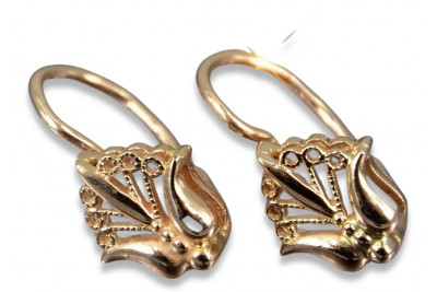 Edle Ohrringe im originalen Vintage-Roségold 14K 585 Blumenmuster  ven205 ven205