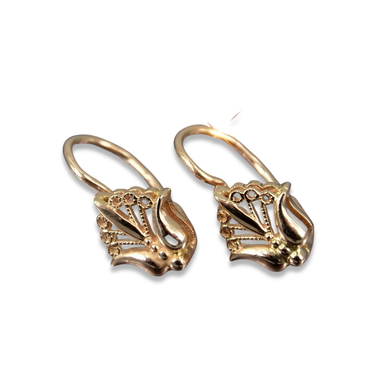 Pendientes Florales en Oro Rosa Antiguo 14k Sin Piedras  ven205 ven205