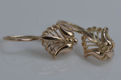 "Authentic Vintage 14K Rose Gold Floral Earrings Without Stones" ven205 ven205