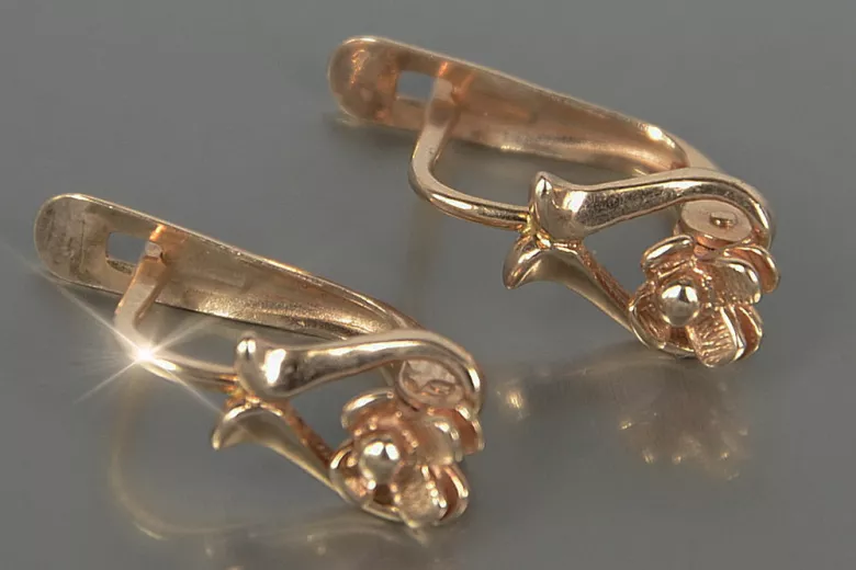 Pendientes florales antiguos de oro rosa de 14k 585 sin piedras ven166 ven166