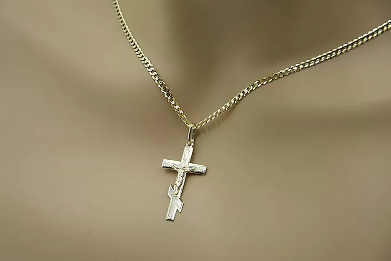 Gold Orthodox cross with chain ★ zlotychlopak.pl ★ Gold sample 585 333 Low price