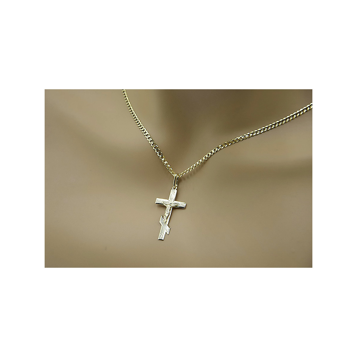 Gold Orthodox cross with chain ★ zlotychlopak.pl ★ Gold sample 585 333 Low price