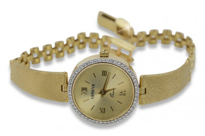 14K Yellow Gold Lady Geneve Watch with Gold Dial and Blue Dia lw080y