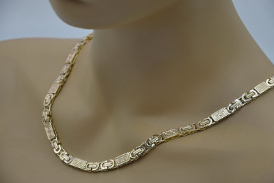 Vintage Rose Pink 14K Yellow Gold Byzantine Versace Greek Chain cc050r