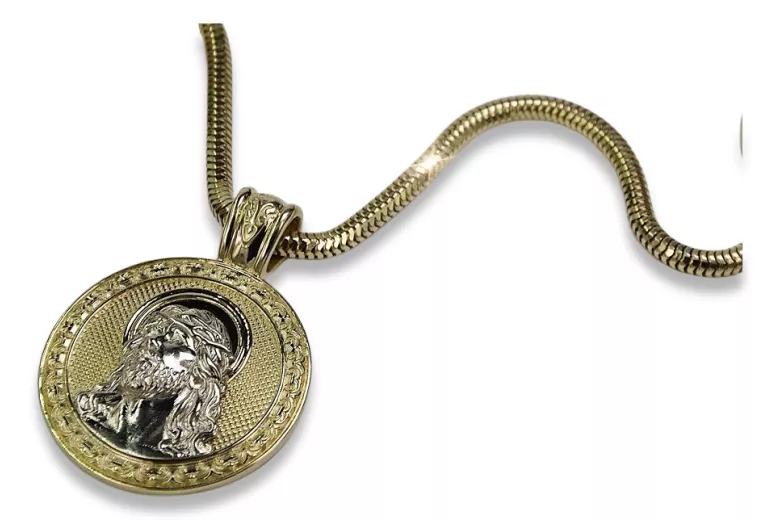 Collar de Jesús en Oro y Cadena de Cuerda (Plata) 