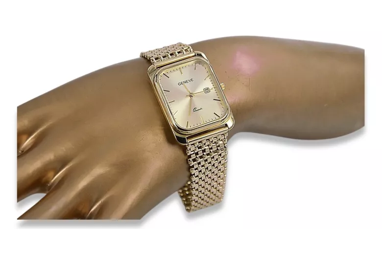 Zabytkowy różowy zegarek męski z 14-karatowym złotem 585 Geneve mw001r&mbw004r