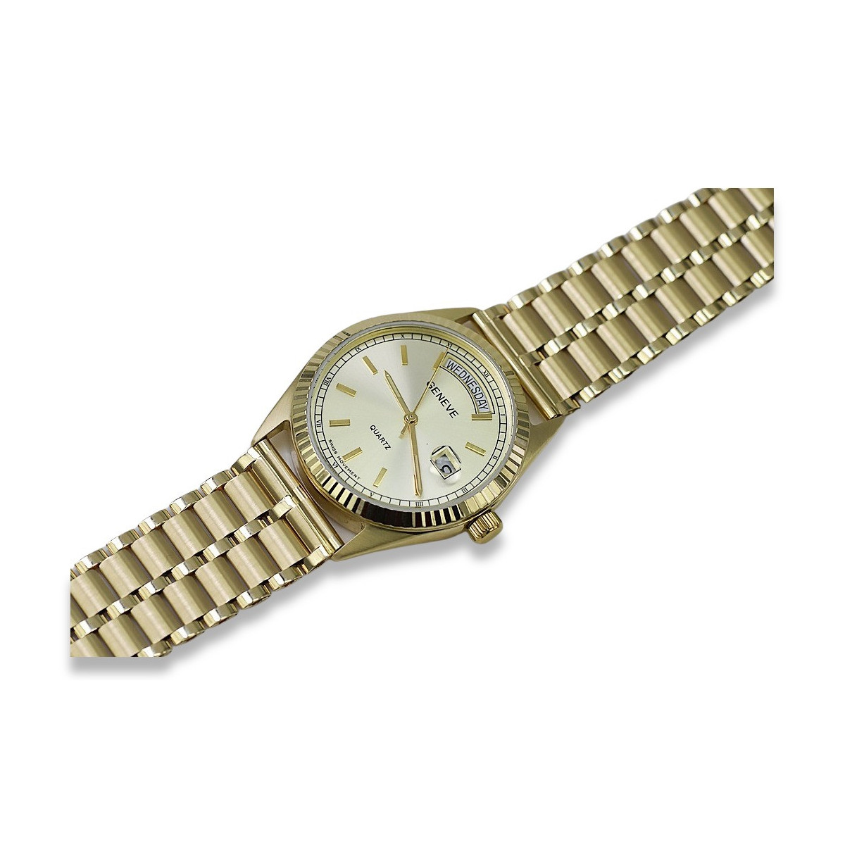 Reloj de oro para hombre Geneve ★ zlotychlopak.pl ★ Pureza de oro 585 333 Precio bajo!