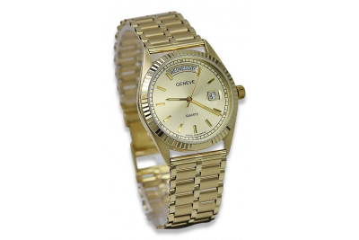 Reloj de hombre de oro amarillo 14k 585 Geneve mw013ydy&mbw007y