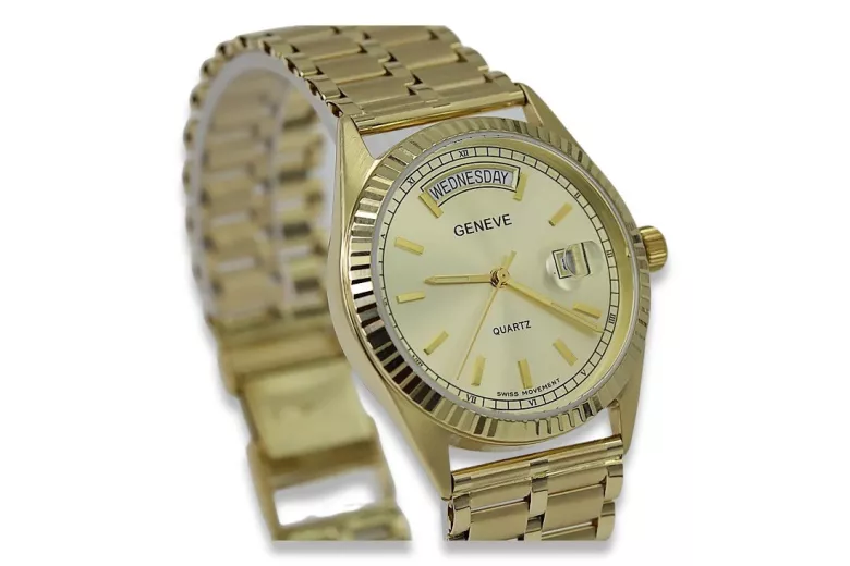 Reloj de oro para hombre Geneve ★ zlotychlopak.pl ★ Pureza de oro 585 333 Precio bajo!