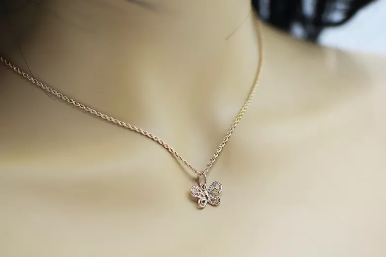 "Vintage Original 14K Rose Gold Butterfly Pendant, No Stones" vpn062 vpn062