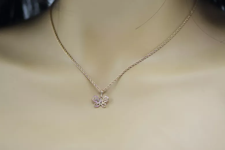 "Vintage Original 14K Rose Gold Butterfly Pendant, No Stones" vpn062 vpn062