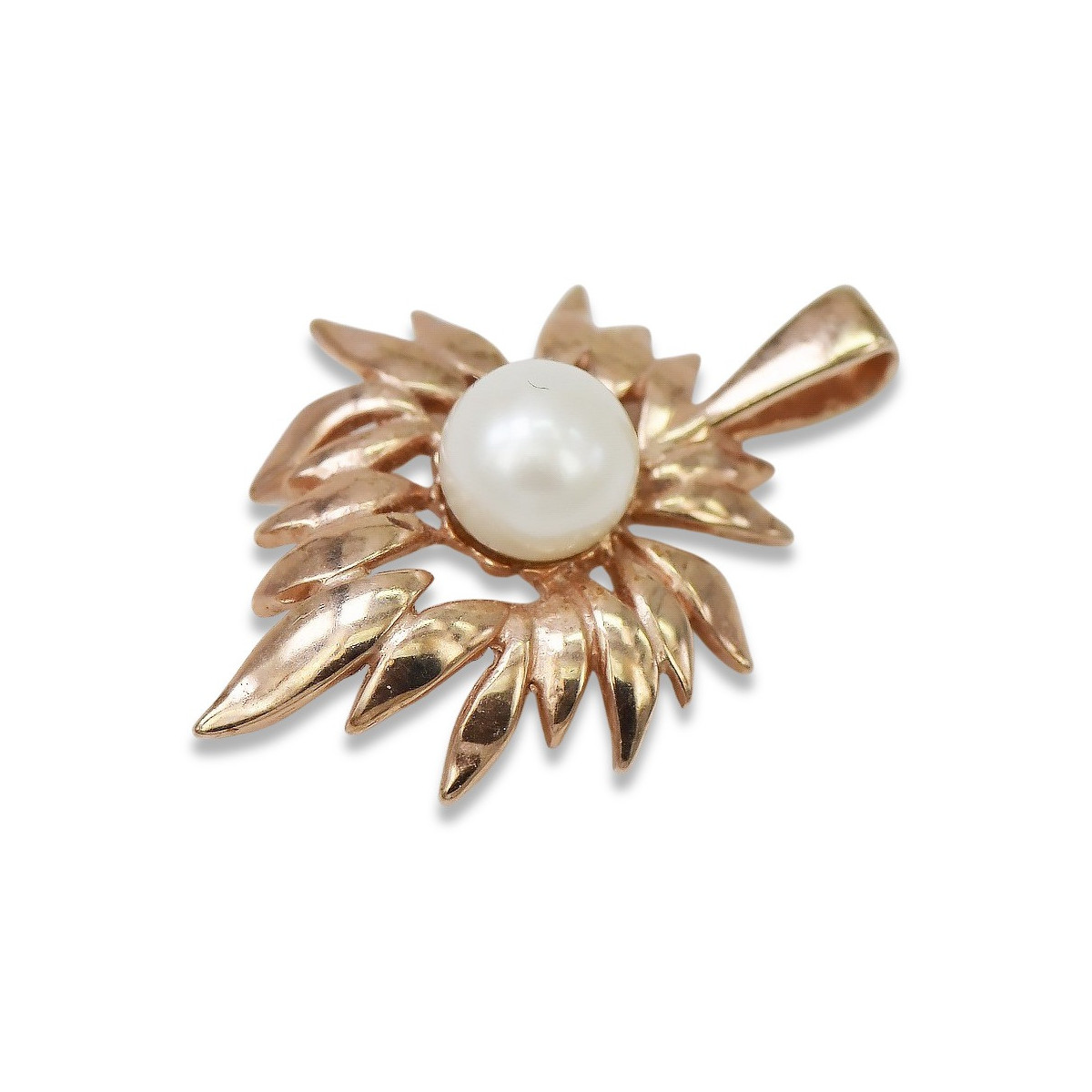 Russian rose Soviet gold pearl pendant